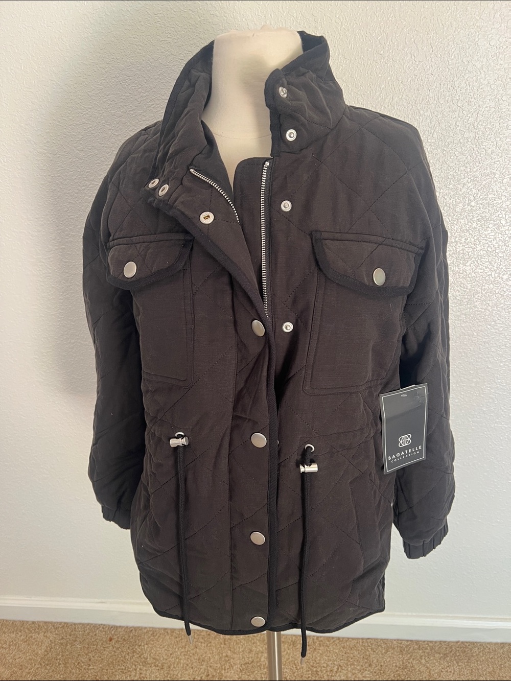 NWT Bagatelle Black Quilted Drawstring Utility Jacket